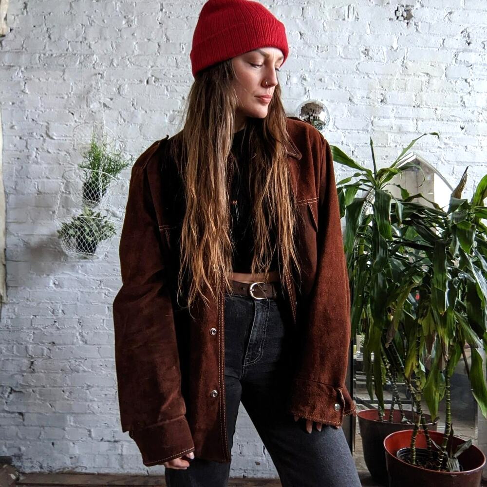 70s Vintage Afghan Penny Lane Fur Leather Suede Modern Furry Jacket Coat 80s